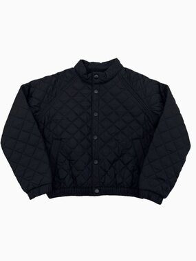 Amazon Essentials Kids Quilted Jacket Black Snap Front Lightweight Small 6-7